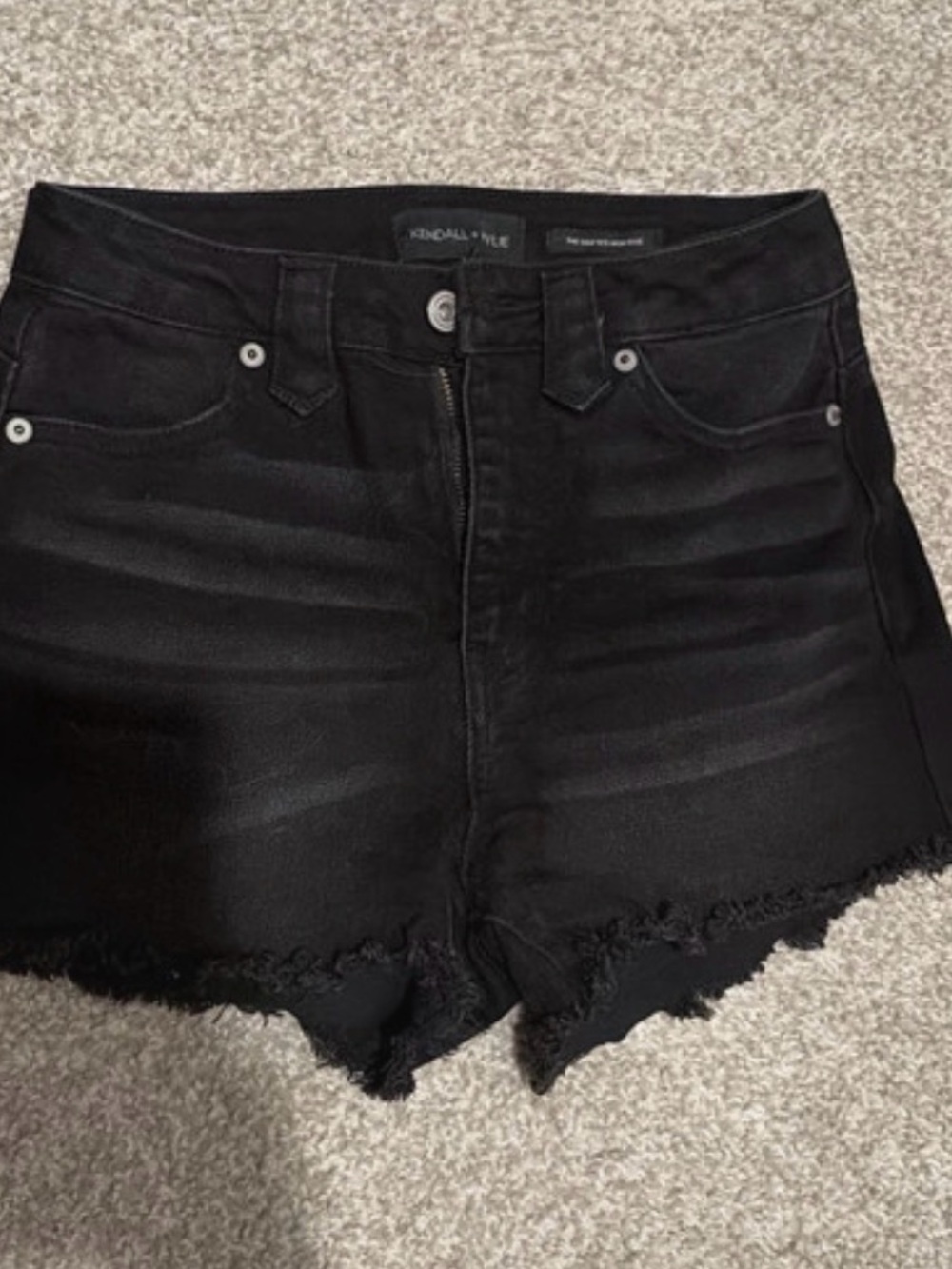 Kendall & Kylie Black Distressed High-Rise Jean Shorts